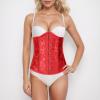 Women's Gothic Halloween Corset Top with Floral Print and Front Lacing view 2