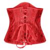 Women's Gothic Halloween Corset Top with Floral Print and Front Lacing view 4