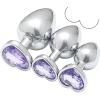 QiKKago Smooth Stainless Steel Accessory with Light Purple Heart-Shaped Gemstone, 3-Piece Set for Daily Wear - Y15 view 1