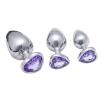 QiKKago Smooth Stainless Steel Accessory with Light Purple Heart-Shaped Gemstone, 3-Piece Set for Daily Wear - Y15 view 2