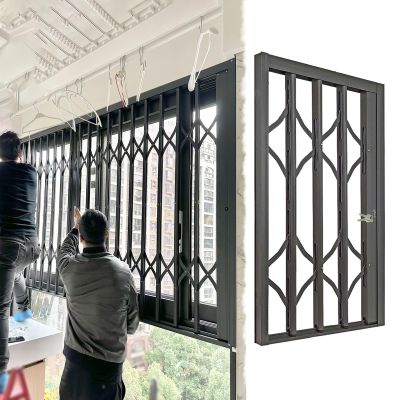 Adjustable Extendable Window Security Grille for Sliding Windows, Gray, W110 x H120 cm (44 x 48 in)