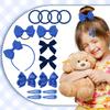 Girls' Blue Hair Accessories Set, 15-Piece Bow Clips and Hair Ties view 4