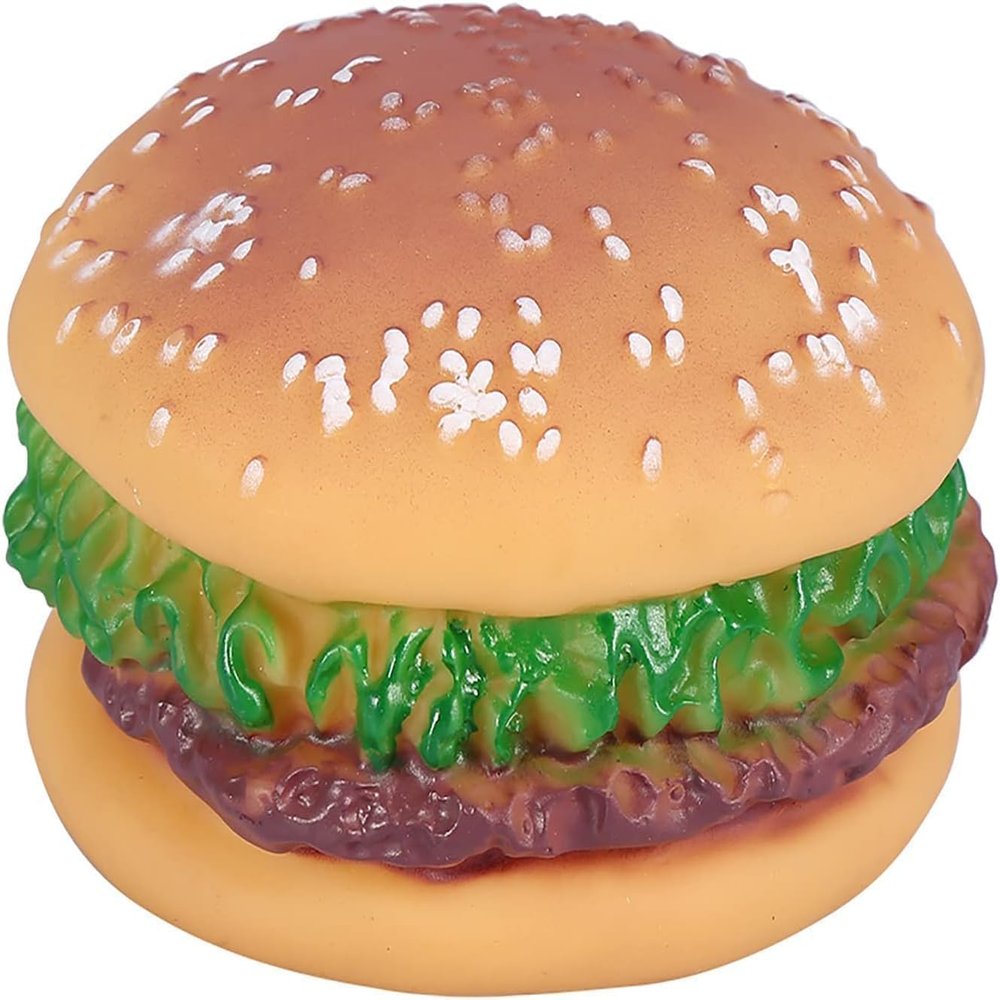 HDouii 1-Pack Durable Squeaky Hamburger Dog Chew Toy