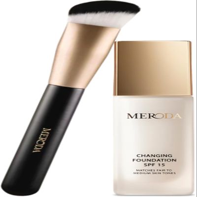 MERODA Changing Foundation SPF 15 [LIGHT TO MEDIUM SKIN] - Essential Brush Set