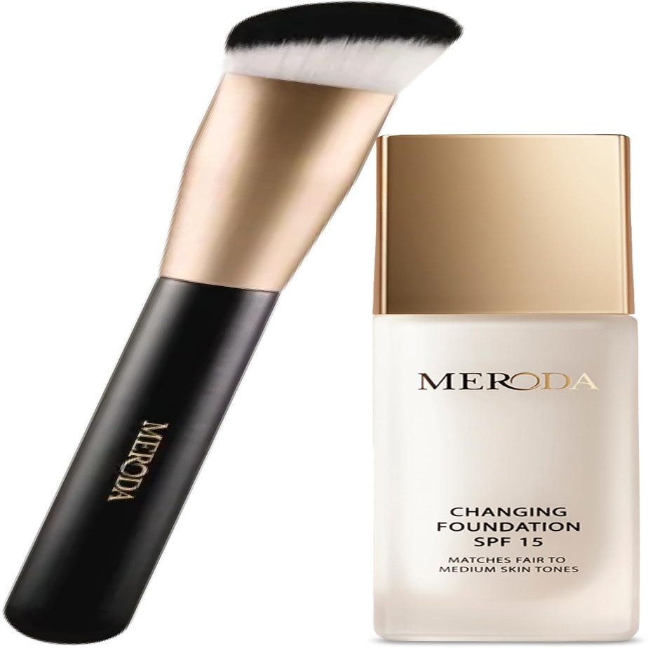 MERODA Changing Foundation SPF 15 [LIGHT TO MEDIUM SKIN] - Essential Brush Set