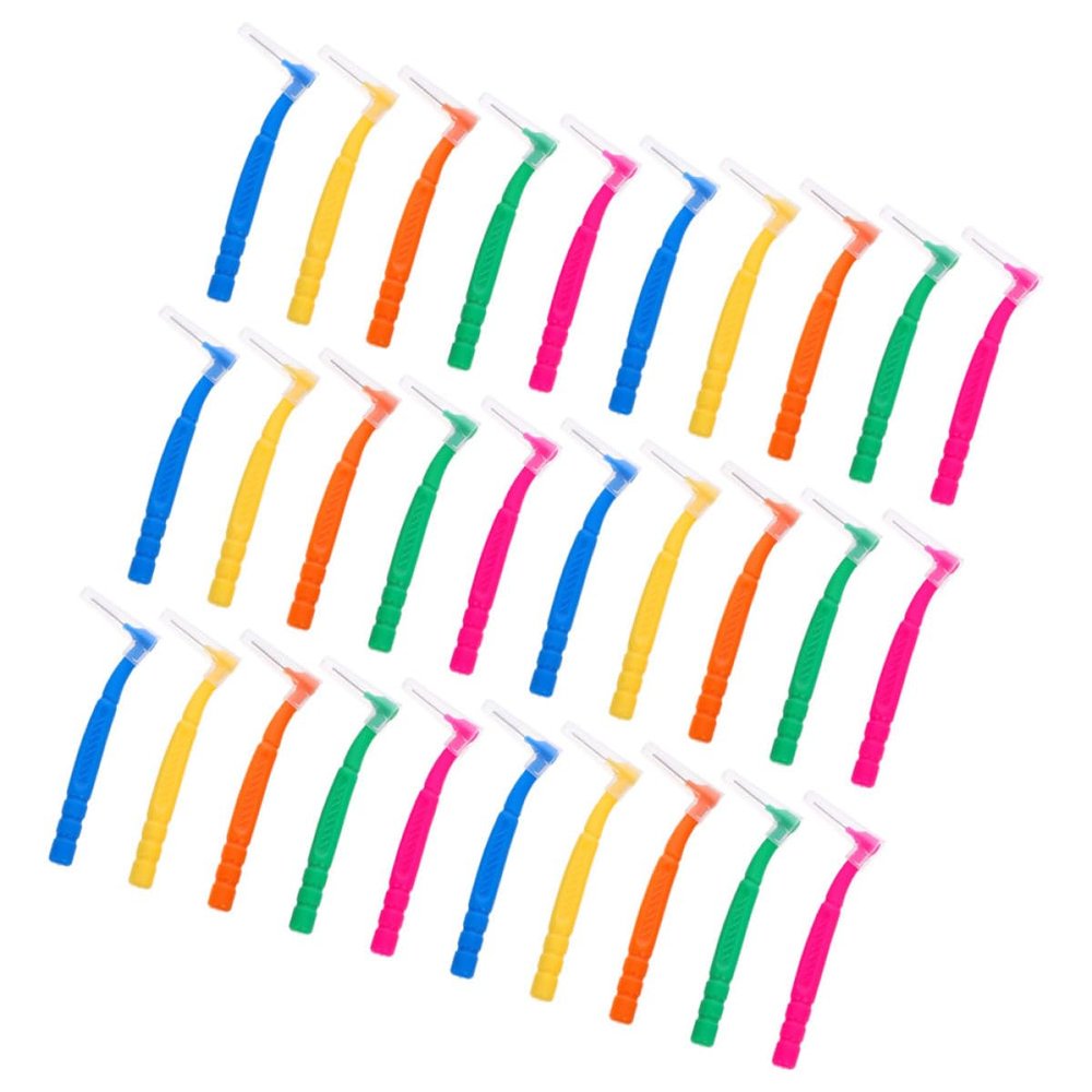 HOODANCOS 30-Piece Manual Interdental Brushes, Small Flexible Plastic Heads, Assorted Colors