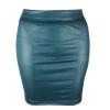 2026 Women's Shiny Metallic Wetlook PVC Leather Mini Skirt, Stretch Pencil Skirt, High-Waisted Clubwear, Blue, XXXL view 1