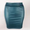 2026 Women's Shiny Metallic Wetlook PVC Leather Mini Skirt, Stretch Pencil Skirt, High-Waisted Clubwear, Blue, XXXL view 2