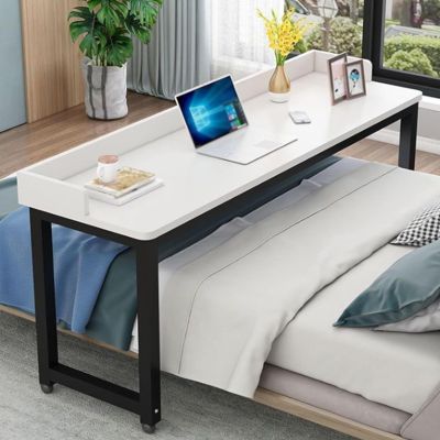 YUGXTH Rolling Overbed Table, Universal Bedside Table, White B, 150 cm/59 in