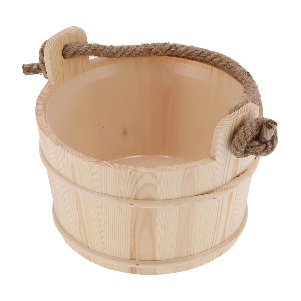 Fxzqgnh Wooden Sauna Bucket, Versatile Bathroom Accessory for Winter Sauna
