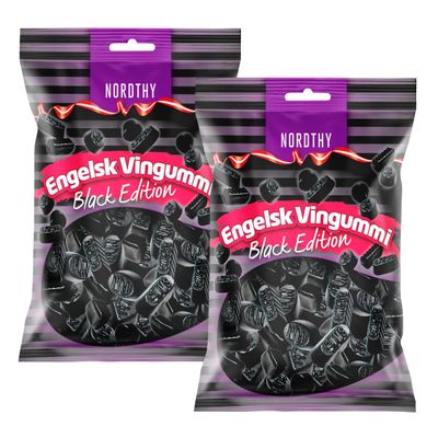 Nordthy English Wine Gums Black Edition Twin Pack, 2 x 300 g