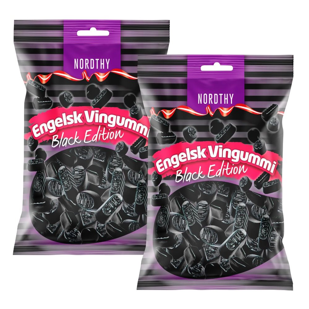 Nordthy English Wine Gums Black Edition Twin Pack, 2 x 300 g