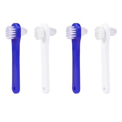 4-Piece Double-Sided Denture Cleaning Brush Set, Plastic and Nylon