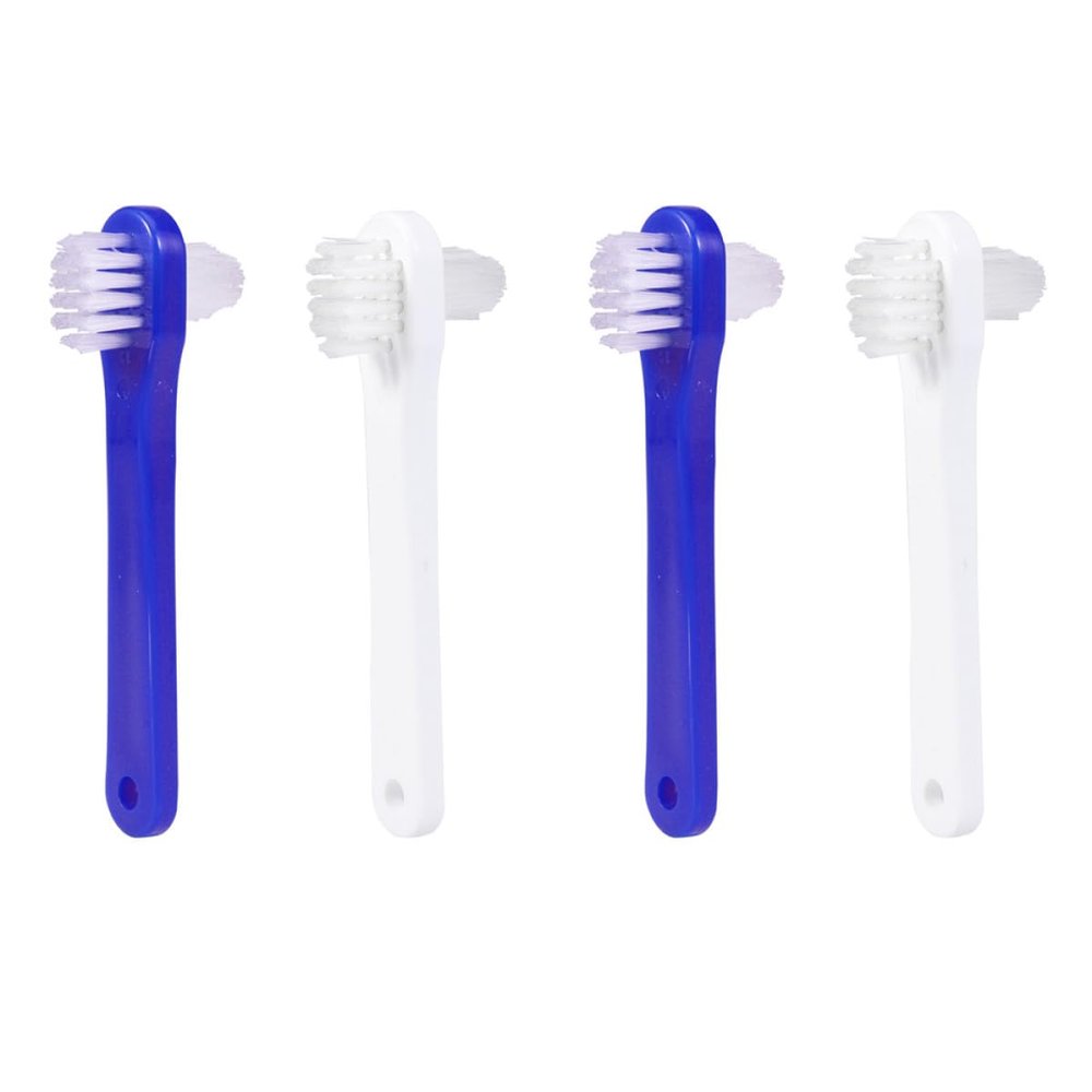 4-Piece Double-Sided Denture Cleaning Brush Set, Plastic and Nylon