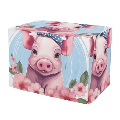 Cute Pig with Bow Dog Crate Cover, Durable Cover with Mesh Windows, Reduces Barking, Small