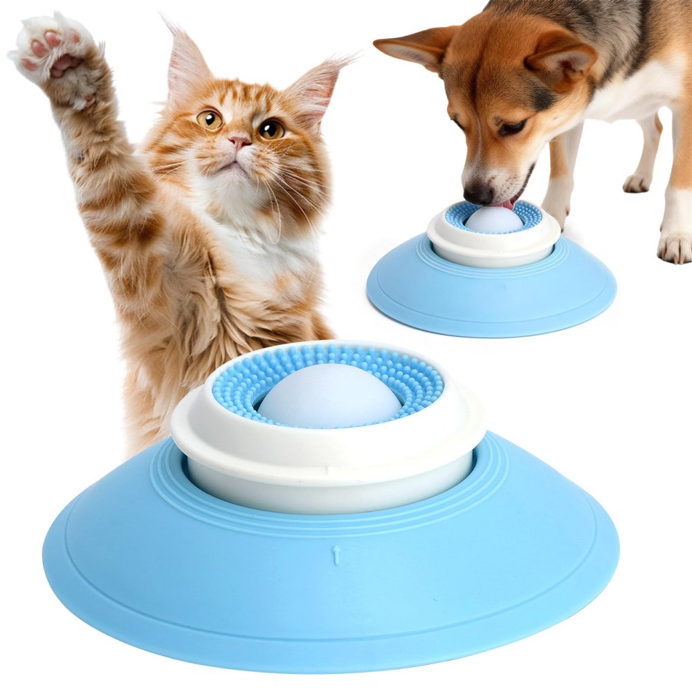 Dog Lick Toy with Suction Cup and Rotating Treat Ball