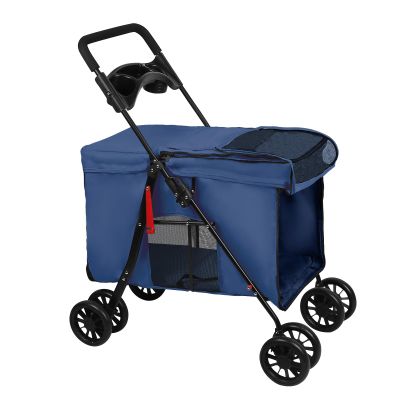 Foldable Dog and Cat Stroller, Blue, 95 x 75 x 49 cm