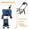 Foldable Dog and Cat Stroller, Blue, 95 x 75 x 49 cm view 3