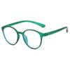 ALKAHE Retro Round Myopia Glasses, Blue-Light Filter, Metal-Free, Transparent Green, -2.0 view 1