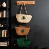 Odorkle 3-Tier Hanging Storage Basket, Cotton Rope, Christmas Tree Design, Beige-Khaki-Green view 1