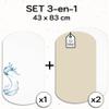 2x Bassinet Fitted Sheets, 100% Cotton + 1x Waterproof Mattress Protector, 3-Piece Set, Compatible with Chicco and Kinderkraft, White/Vanilla, 43 x 83 cm view 2