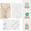 2x Bassinet Fitted Sheets, 100% Cotton + 1x Waterproof Mattress Protector, 3-Piece Set, Compatible with Chicco and Kinderkraft, White/Vanilla, 43 x 83 cm view 3