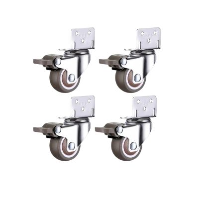 4-Pack 1.5/2-Inch Side-Mount Casters, L-Shaped Rubber Wheels for Furniture (1.5-Inch, 4 Brakes)