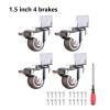 4-Pack 1.5/2-Inch Side-Mount Casters, L-Shaped Rubber Wheels for Furniture (1.5-Inch, 4 Brakes) view 2
