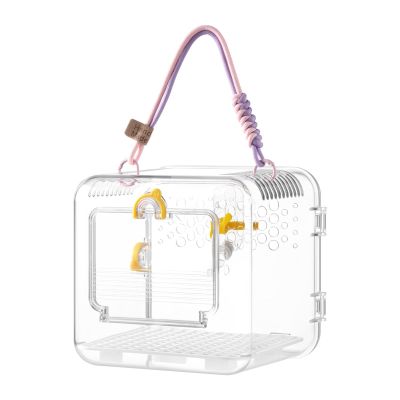 JISADER Transparent Lightweight Bird Carrier for Budgies, Parakeets and Other Small Birds