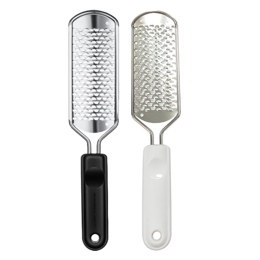 PRETYZOOM Professional Stainless Steel Foot Files, 2-Pack, Double-Sided Callus Removers for Dry and Wet Skin