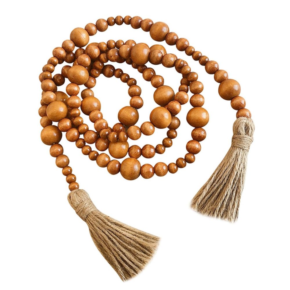 Wooden Bead Hanging Decoration with Tassels