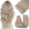 Easyouth Ash Blonde Highlight Human Hair Butterfly Weft Extensions #18/613, 100 g, 55 cm view 1