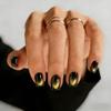 KQueenest Short Press-On Nails, Black & Gold Cat Eye, Square, 30-Piece Set view 2