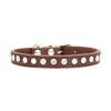 Rhinestone Dog Collar, Cute Crystal Diamond Cat Collar, Soft PU Collar for Kittens and Puppies, Adjustable (Brown, L) view 1