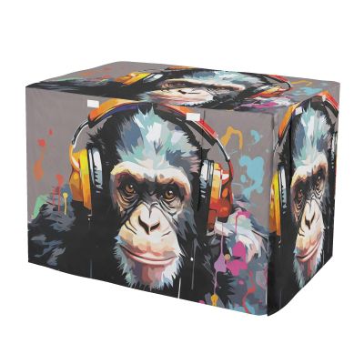 Funny Gorilla Painting Washable Dog Crate Cover with Roll-Up Side Panels and Openings, Small
