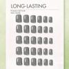 KQueenest Short Square Soft Gel Press-On Nails, Gray, 30 Pieces view 3