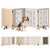 PawHut Freestanding Folding Dog Gate, 4 Panels, 27.5" H x 80.7" W, Oak view 1