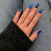 KQueenest Short Press-On Nails, Pastel Blue Cat-Eye, Round, 30-Piece Set view 1