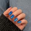 KQueenest Short Press-On Nails, Pastel Blue Cat-Eye, Round, 30-Piece Set view 2