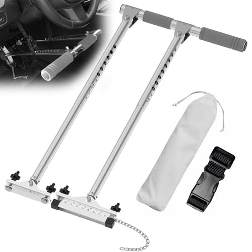 Hand Control for Drivers with Disabilities, Adjustable Manual Stainless Steel Control with Storage Bag for Cars, SUVs, and Trucks (50.8–69.8 cm Length)