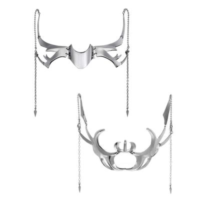 Ofggd Fashionable Gothic Mask, Irregular Silver-Colored Hollow Metal Face Chain for Women and Men, Punk Cosplay Accessory