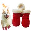 Dog Boots Paw Protection 4 Pack, Winter Anti-Slip Dog Shoes, Plush Dog Boots for Small and Medium Dogs Outdoor Activities (Red, M) view 1