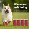 Dog Boots Paw Protection 4 Pack, Winter Anti-Slip Dog Shoes, Plush Dog Boots for Small and Medium Dogs Outdoor Activities (Red, M) view 4
