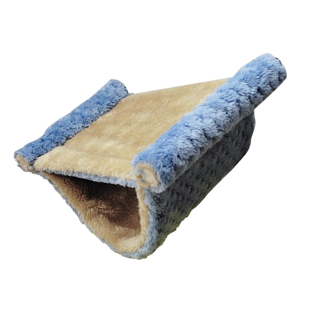 Yunseity Pet Plush Hanging Hammock, Double Layer, Easy to Clean Bed for Hamsters, Soft Coral Fleece Material, Fun Jumping Platform, Suitable for Climbing Pets (Blue)