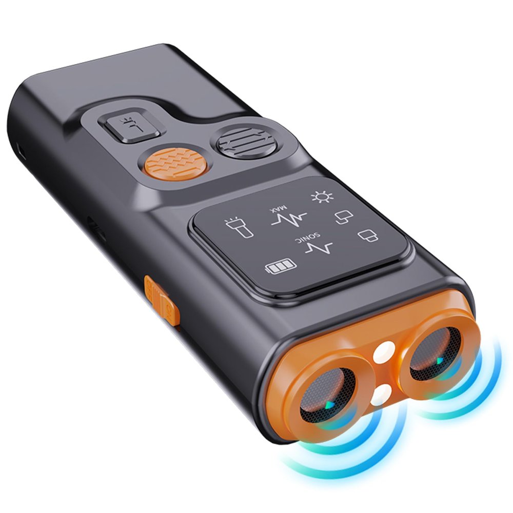 Yunseity Portable Dog Bark Control Device with Flashing LED Lights, 2030 kHz, ABS, Black and Orange