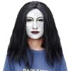 Yunseity Halloween Scary Female Ghost Face Covering with Long Hair Wig, Latex view 1