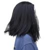 Yunseity Halloween Scary Female Ghost Face Covering with Long Hair Wig, Latex view 2