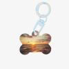 Acrylic Dog Bone Ornament with Sunset Design and Keychain view 1