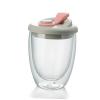HUANGING Shatter-Resistant Borosilicate Milk Cup with Leakproof Silicone Lid, Double-Wall Insulation, 250/450 ml view 1