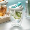 HUANGING Shatter-Resistant Borosilicate Milk Cup with Leakproof Silicone Lid, Double-Wall Insulation, 250/450 ml view 2